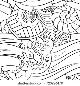 Seamless mehndi vector pattern. Hand-made illustration. Black and white binary pattern, monochrome doodle texture.