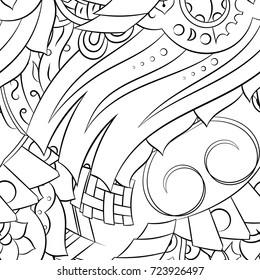 Seamless mehndi vector pattern. Hand-made illustration. Black and white binary pattern, monochrome doodle texture.