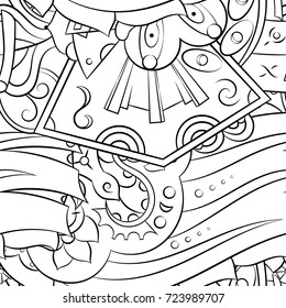 Seamless mehndi vector pattern. Hand-made illustration. Black and white binary pattern, monochrome doodle texture.
