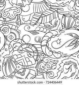 Seamless mehndi vector pattern. Hand-made illustration. Black and white binary pattern, monochrome doodle texture.