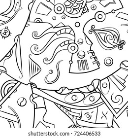 Seamless mehndi vector pattern. Hand-made illustration. Black and white binary pattern, monochrome doodle texture.