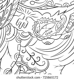 Seamless mehndi vector pattern. Hand-made illustration. Black and white binary pattern, monochrome doodle texture.