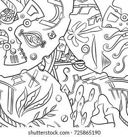 Seamless mehndi vector pattern. Hand-made illustration. Black and white binary pattern, monochrome doodle texture.