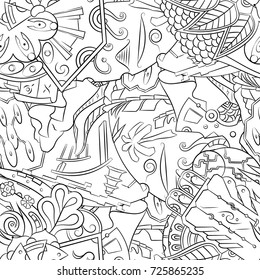 Seamless mehndi vector pattern. Hand-made illustration. Black and white binary pattern, monochrome doodle texture.