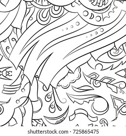 Seamless mehndi vector pattern. Hand-made illustration. Black and white binary pattern, monochrome doodle texture.