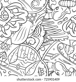 Seamless mehndi vector pattern. Hand-made illustration. Black and white binary pattern, monochrome doodle texture.