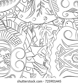 Seamless mehndi vector pattern. Hand-made illustration. Black and white binary pattern, monochrome doodle texture.