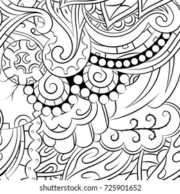 Seamless mehndi vector pattern. Hand-made illustration. Black and white binary pattern, monochrome doodle texture.