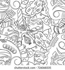 Seamless mehndi vector pattern. Hand-made illustration. Black and white binary pattern, monochrome doodle texture.