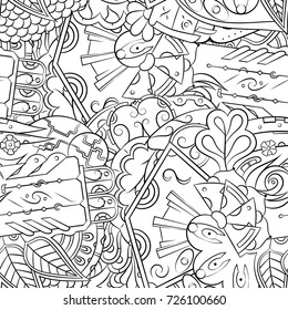 Seamless mehndi vector pattern. Hand-made illustration. Black and white binary pattern, monochrome doodle texture.