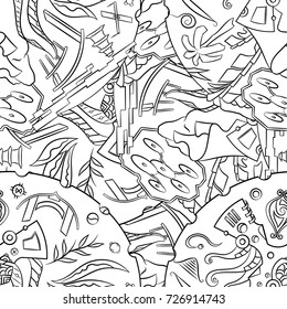 Seamless mehndi vector pattern. Hand-made illustration. Black and white binary pattern, monochrome doodle texture.