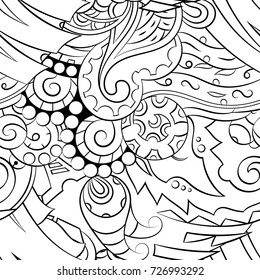 Seamless mehndi vector pattern. Hand-made illustration. Black and white binary pattern, monochrome doodle texture.