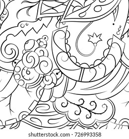 Seamless mehndi vector pattern. Hand-made illustration. Black and white binary pattern, monochrome doodle texture.