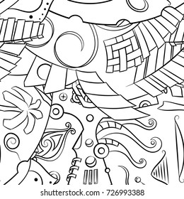 Seamless mehndi vector pattern. Hand-made illustration. Black and white binary pattern, monochrome doodle texture.