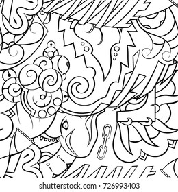 Seamless mehndi vector pattern. Hand-made illustration. Black and white binary pattern, monochrome doodle texture.