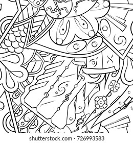 Seamless mehndi vector pattern. Hand-made illustration. Black and white binary pattern, monochrome doodle texture.