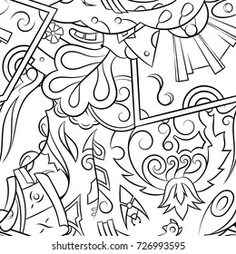 Seamless mehndi vector pattern. Hand-made illustration. Black and white binary pattern, monochrome doodle texture.