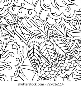 Seamless mehndi vector pattern. Hand-made illustration. Black and white binary pattern, monochrome doodle texture.