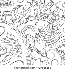 Seamless mehndi vector pattern. Hand-made illustration. Black and white binary pattern, monochrome doodle texture.