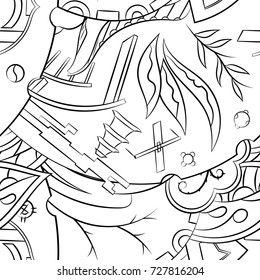 Seamless mehndi vector pattern. Hand-made illustration. Black and white binary pattern, monochrome doodle texture.