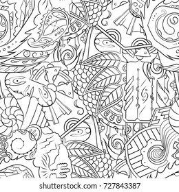Seamless mehndi vector pattern. Hand-made illustration. Black and white binary pattern, monochrome doodle texture.