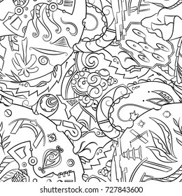 Seamless mehndi vector pattern. Hand-made illustration. Black and white binary pattern, monochrome doodle texture.