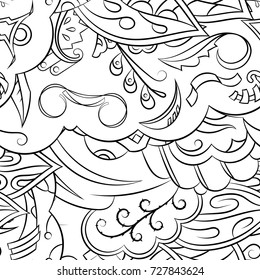 Seamless mehndi vector pattern. Hand-made illustration. Black and white binary pattern, monochrome doodle texture.