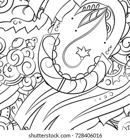 Seamless mehndi vector pattern. Hand-made illustration. Black and white binary pattern, monochrome doodle texture.