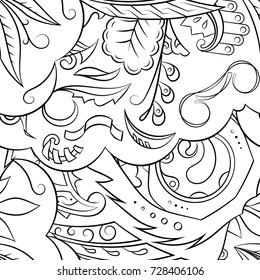 Seamless mehndi vector pattern. Hand-made illustration. Black and white binary pattern, monochrome doodle texture.