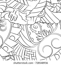 Seamless mehndi vector pattern. Hand-made illustration. Black and white binary pattern, monochrome doodle texture.