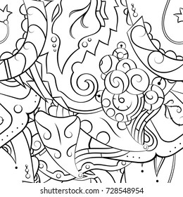 Seamless mehndi vector pattern. Hand-made illustration. Black and white binary pattern, monochrome doodle texture.