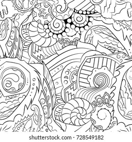 Seamless mehndi vector pattern. Hand-made illustration. Black and white binary pattern, monochrome doodle texture.