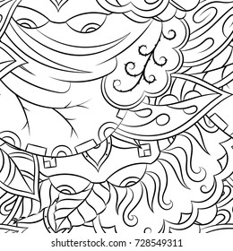 Seamless mehndi vector pattern. Hand-made illustration. Black and white binary pattern, monochrome doodle texture.