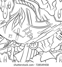 Seamless mehndi vector pattern. Hand-made illustration. Black and white binary pattern, monochrome doodle texture.