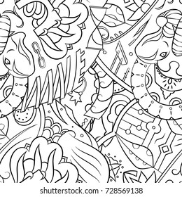 Seamless mehndi vector pattern. Hand-made illustration. Black and white binary pattern, monochrome doodle texture.