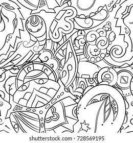 Seamless mehndi vector pattern. Hand-made illustration. Black and white binary pattern, monochrome doodle texture.