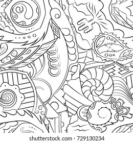 Seamless mehndi vector pattern. Hand-made illustration. Black and white binary pattern, monochrome doodle texture.