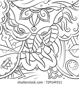 Seamless mehndi vector pattern. Hand-made illustration. Black and white binary pattern, monochrome doodle texture.