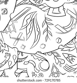 Seamless mehndi vector pattern. Hand-made illustration. Black and white binary pattern, monochrome doodle texture.