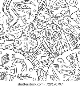 Seamless mehndi vector pattern. Hand-made illustration. Black and white binary pattern, monochrome doodle texture.