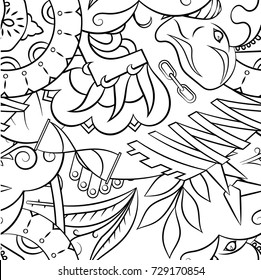 Seamless mehndi vector pattern. Hand-made illustration. Black and white binary pattern, monochrome doodle texture.