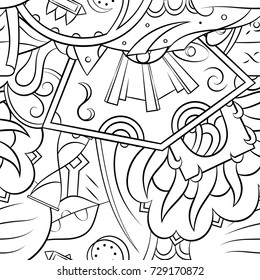 Seamless mehndi vector pattern. Hand-made illustration. Black and white binary pattern, monochrome doodle texture.