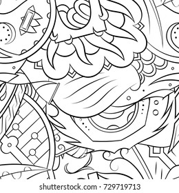 Seamless mehndi vector pattern. Hand-made illustration. Black and white binary pattern, monochrome doodle texture.