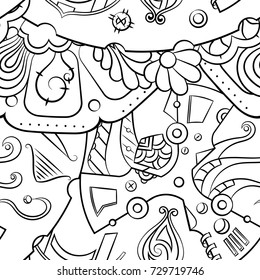 Seamless mehndi vector pattern. Hand-made illustration. Black and white binary pattern, monochrome doodle texture.