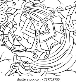 Seamless mehndi vector pattern. Hand-made illustration. Black and white binary pattern, monochrome doodle texture.