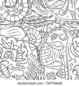 Seamless mehndi vector pattern. Hand-made illustration. Black and white binary pattern, monochrome doodle texture.