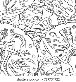 Seamless mehndi vector pattern. Hand-made illustration. Black and white binary pattern, monochrome doodle texture.