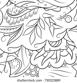 Seamless mehndi vector pattern. Hand-made illustration. Black and white binary pattern, monochrome doodle texture.