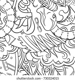 Seamless mehndi vector pattern. Hand-made illustration. Black and white binary pattern, monochrome doodle texture.