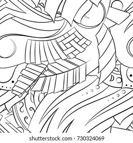 Seamless mehndi vector pattern. Hand-made illustration. Black and white binary pattern, monochrome doodle texture.